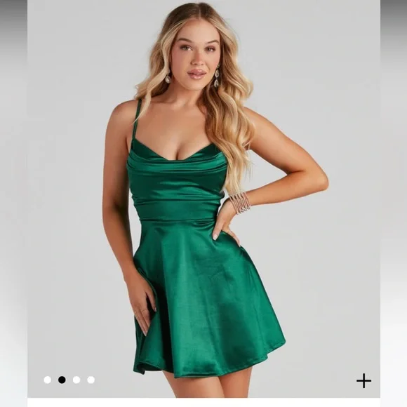 slim fit dress slacks Twirl-Worthy Satin Halter Skater Dress